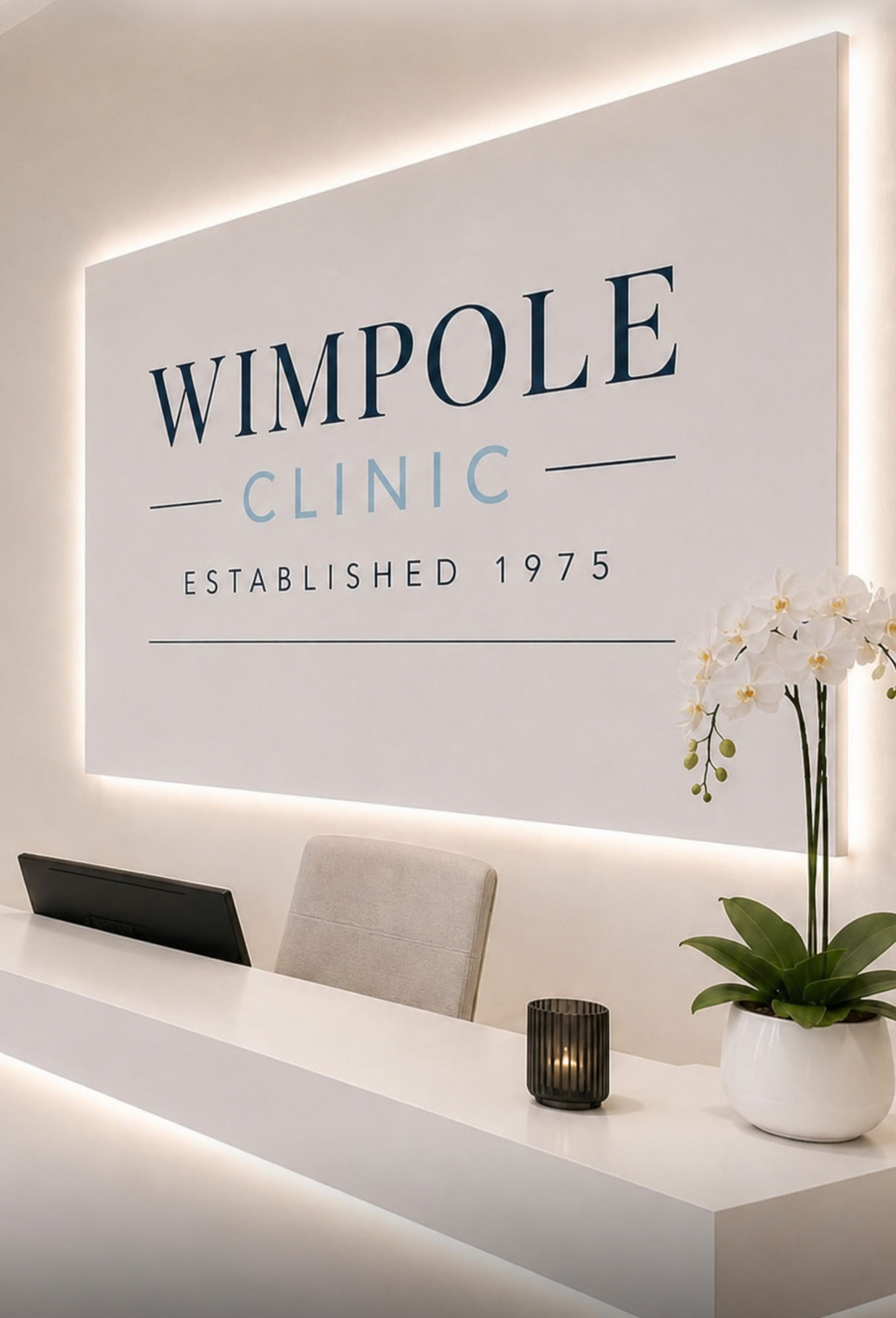 Wimpole Clinic sign at the Miami clinic reception