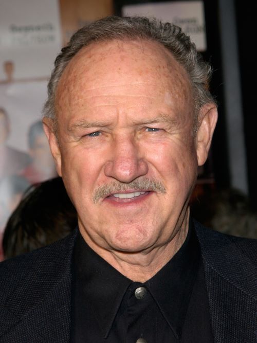 Gene Hackman pairs his older men&rsquo;s hairstyle for thinning hair with a neat moustache