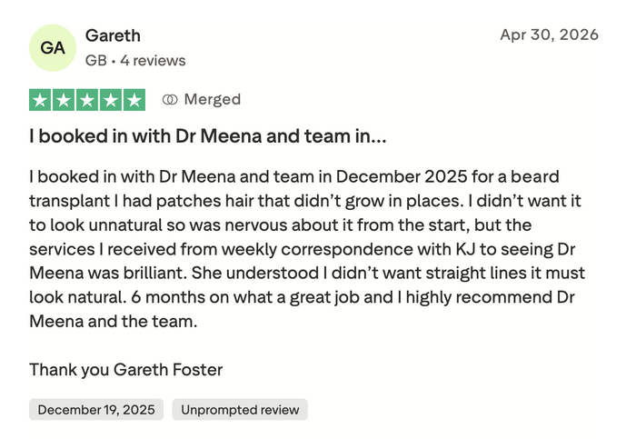facial hair transplant trustpilot review