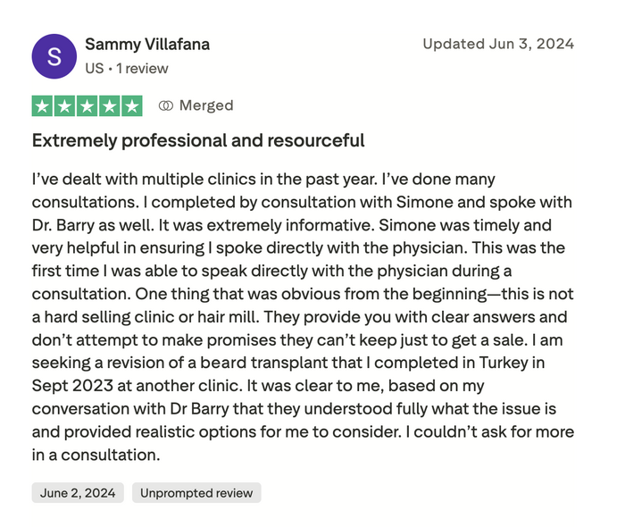 facial hair transplant trustpilot review