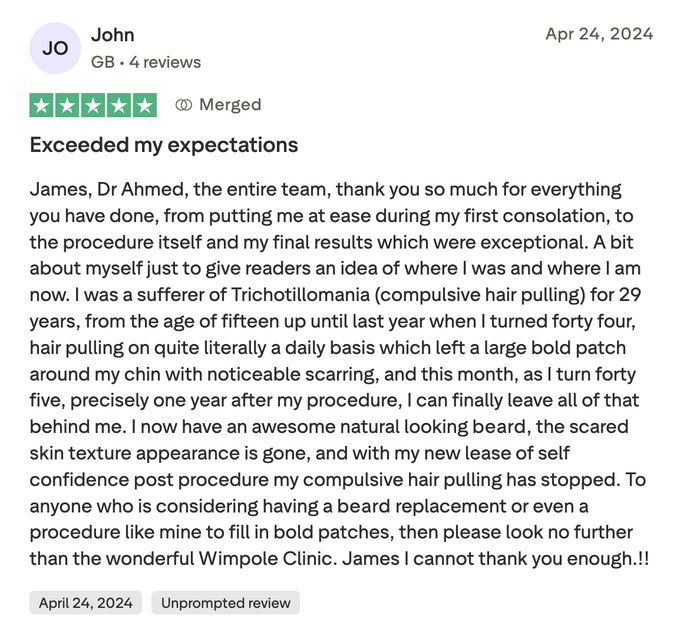 facial hair transplant trustpilot review